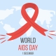 World Aids Day Banner With Red Ribbon On World Map On Background